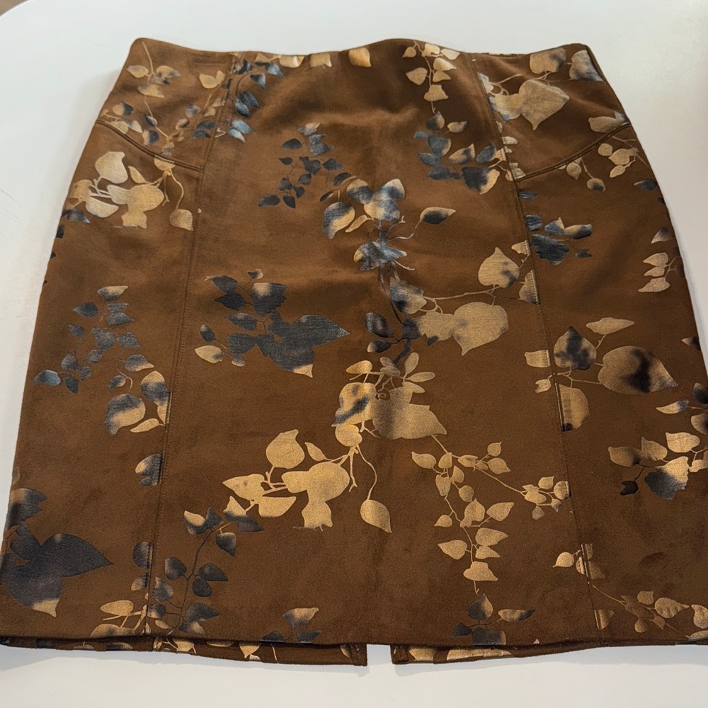 Marc New York Brown with Gold Floral‎ Pencil Skirt Size Large
